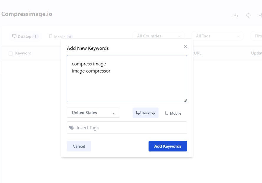 Add your first keywords
